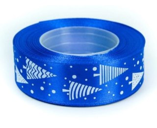 Wstążka satynowa z nadrukiem 25mm-choinki